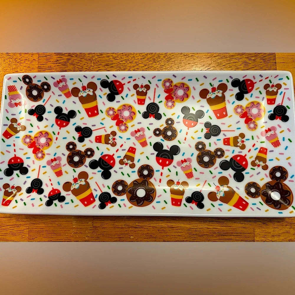 Disney Parks Treats White Rectangular Serving Tray Mickey Mouse Snacks Sprinkles